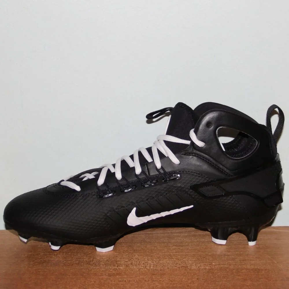 Nike Alpha Huarache 9 Elite Mid Lacrosse Cleats Mens 12 Black White